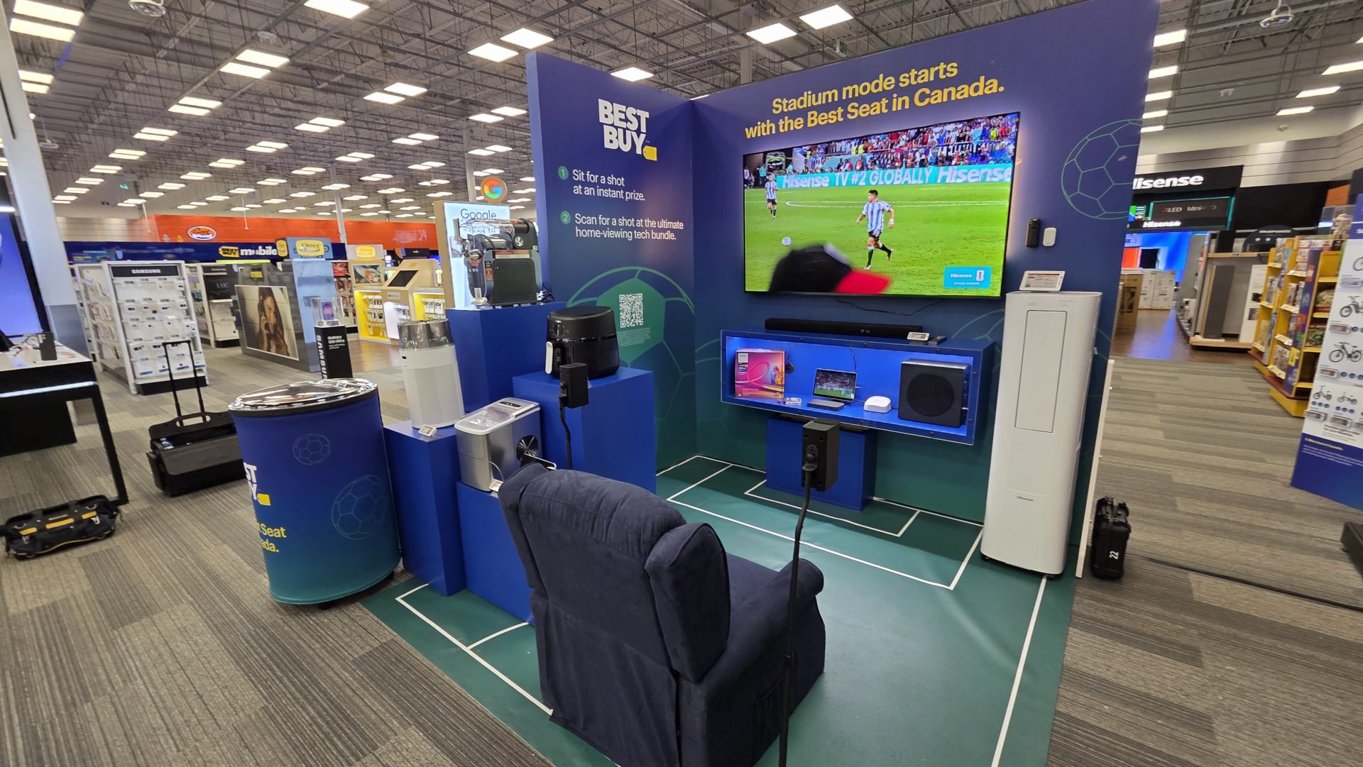 Best Seat In Canada in-store display with chair and TV